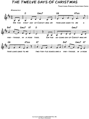 12 Days Of Christmas Sheet Music For Clarinet