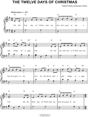 12 Days Of Christmas Sheet Music For Clarinet