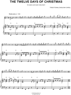 12 Days Of Christmas Sheet Music For Clarinet