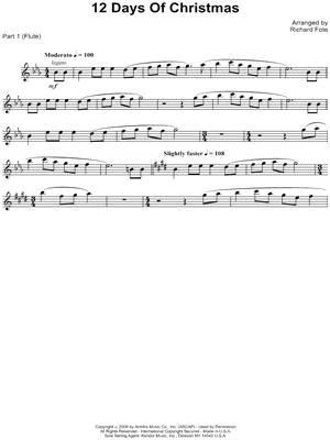 12 Days Of Christmas Sheet Music With Lyrics