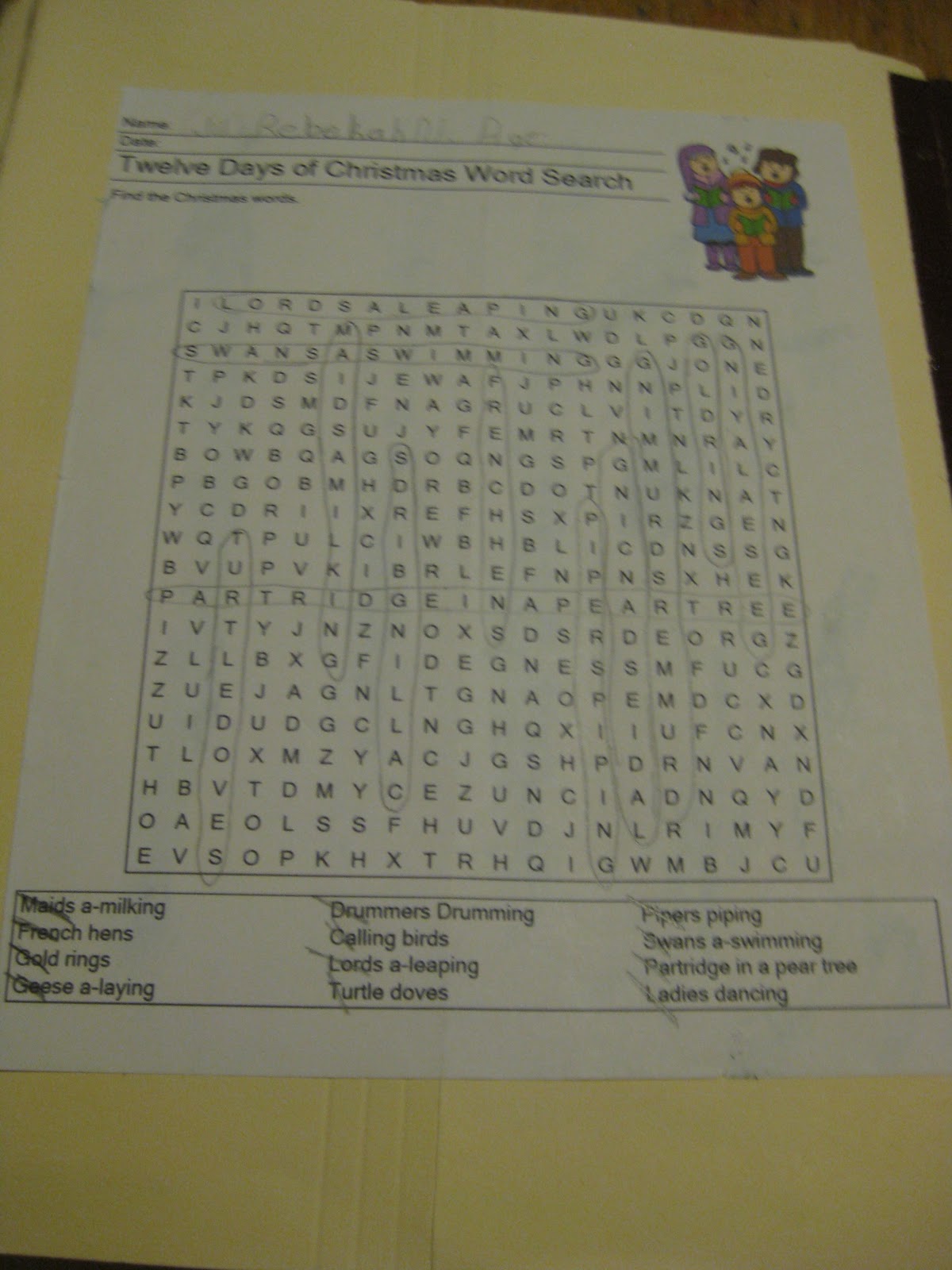 12 Days Of Christmas Word Search