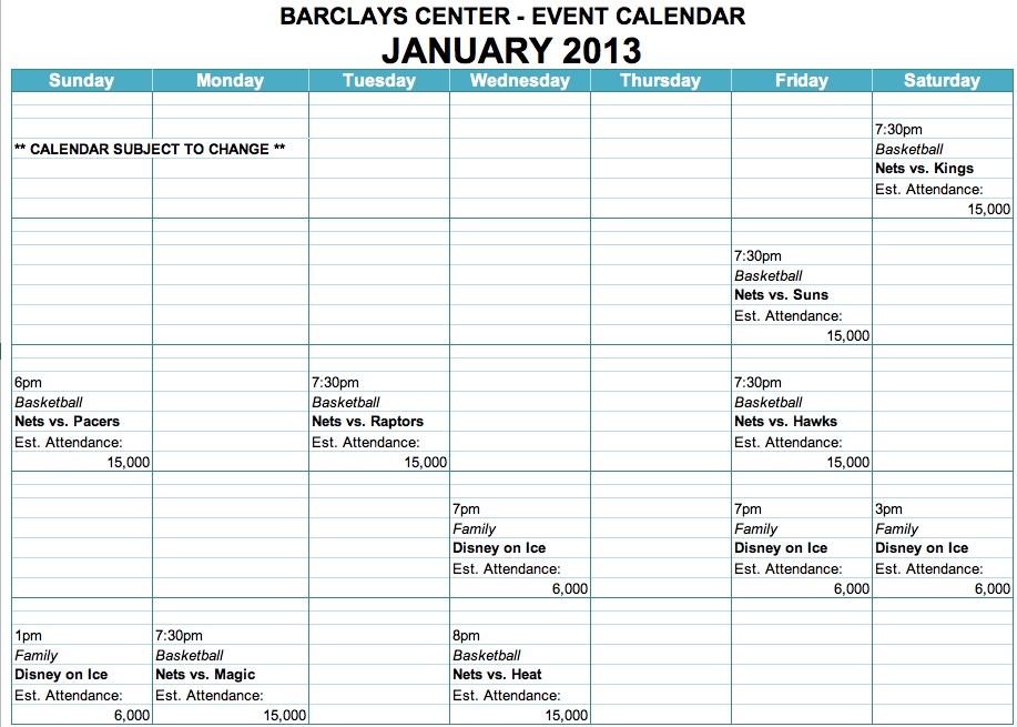 2013 Special Events Calendar