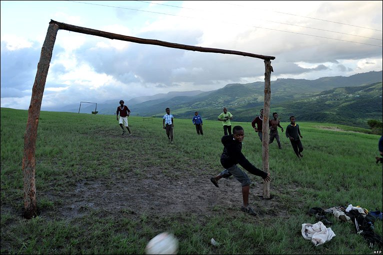 African Children Playing Football