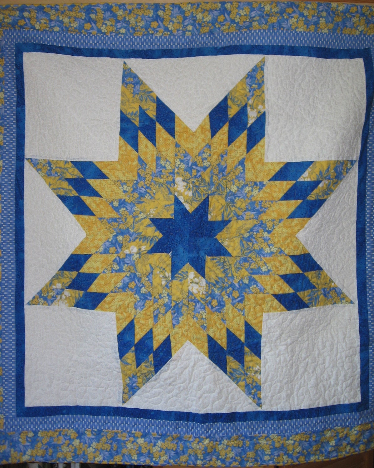 Blue And Yellow Flag With White Stars
