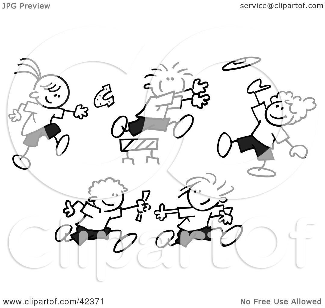 Children Playing Clipart Black And White