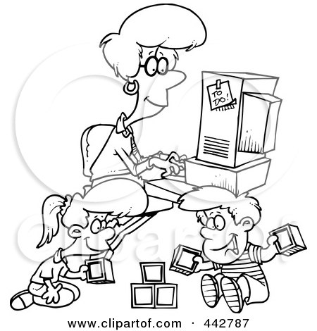 Children Playing Clipart Black And White