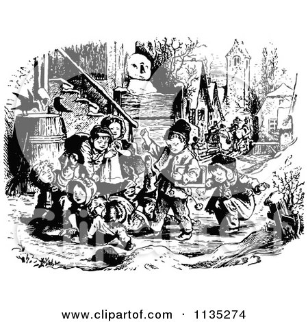 Children Playing Clipart Black And White