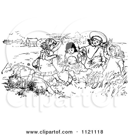 Children Playing Clipart Black And White