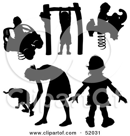 Children Playing Clipart Black And White