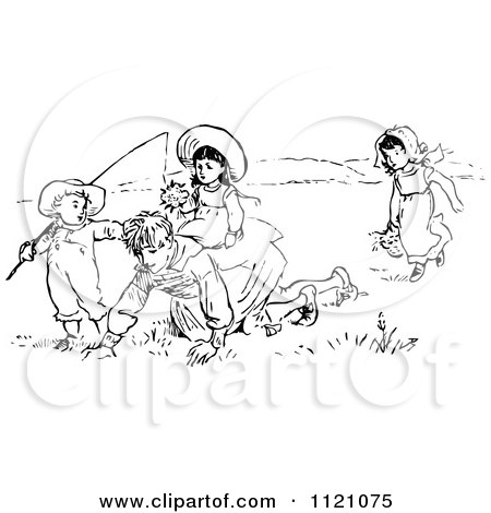 Children Playing Clipart Black And White