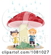 Children Playing In Rain Clipart