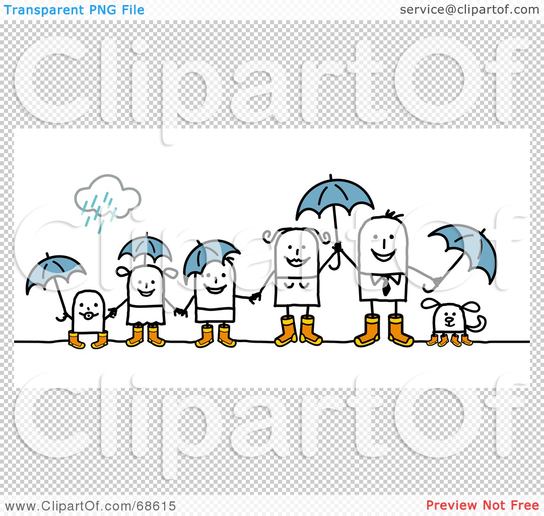 Children Playing In Rain Clipart