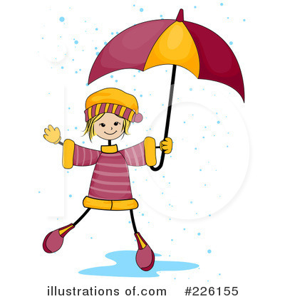 Children Playing In Rain Clipart