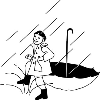 Children Playing In Rain Clipart