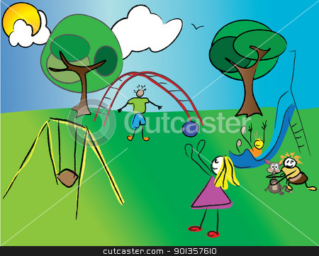 Children Playing Outside Clip Art