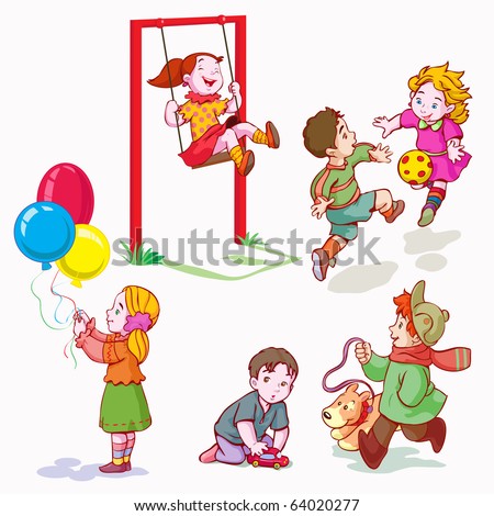 Children Playing With Toys Cartoon