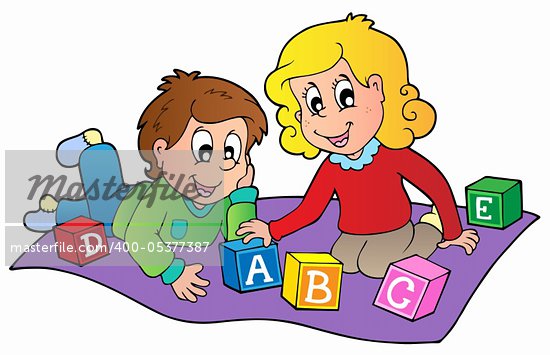 Children Playing With Toys Clipart