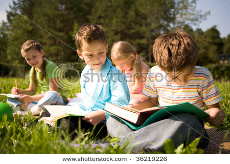 Children Reading Books Together