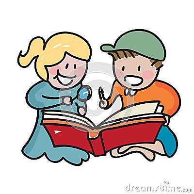 Children Reading Books Together