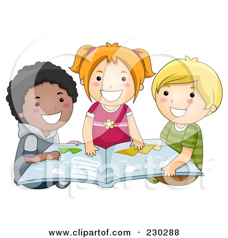 Children Reading Clip Art