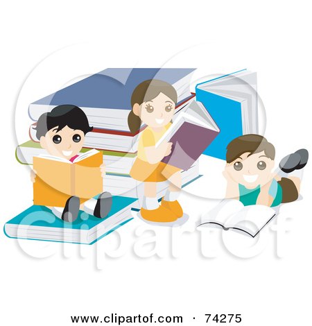 Children Reading Clip Art