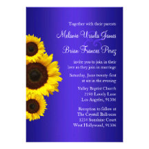 Cobalt Blue And Yellow Wedding Invitations