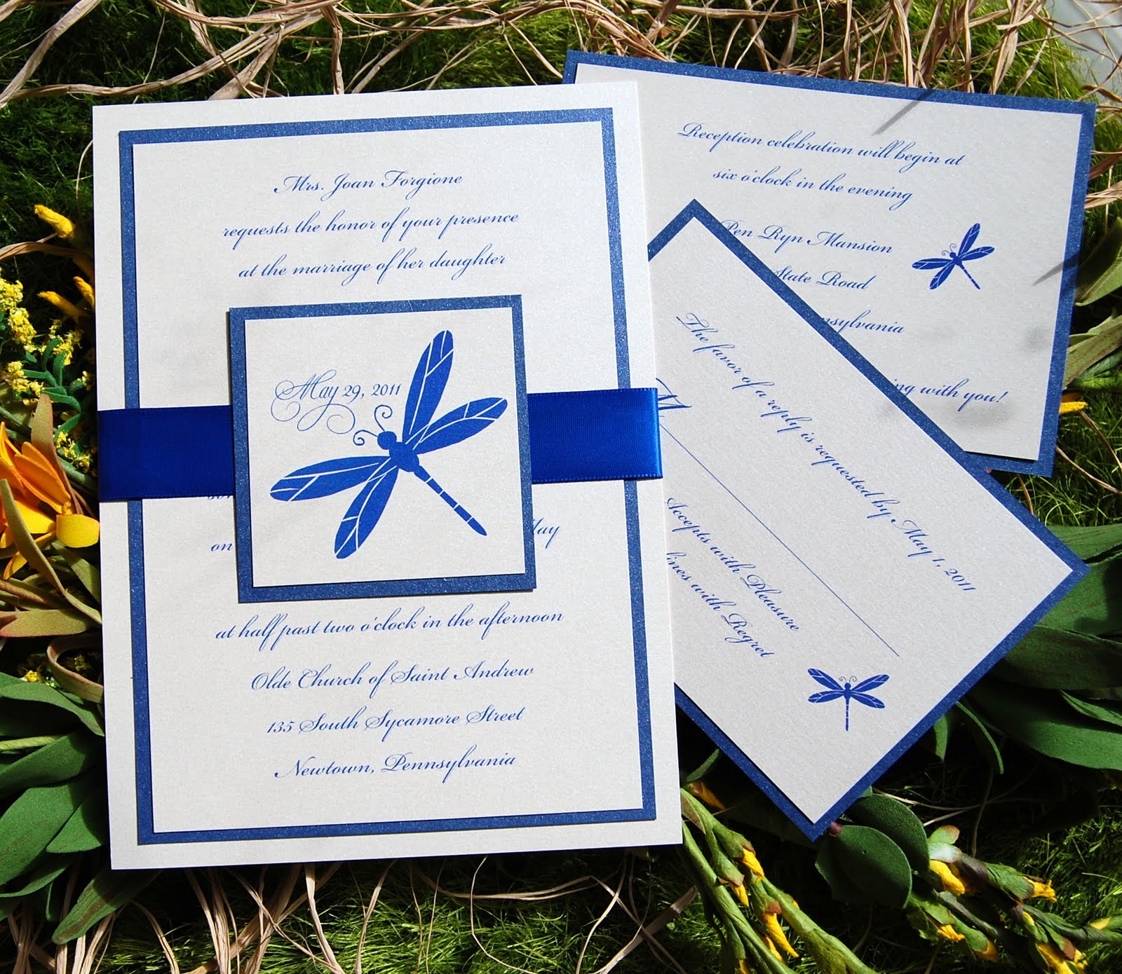 Cobalt Blue And Yellow Wedding Invitations