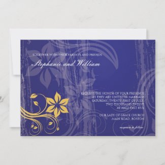 Cobalt Blue And Yellow Wedding Invitations