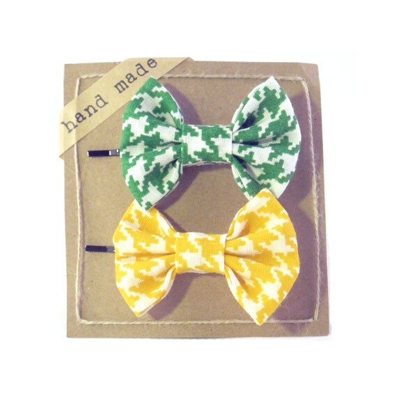 Green And Yellow Hair Bows