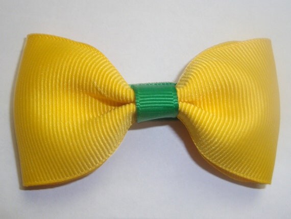 Green And Yellow Hair Bows