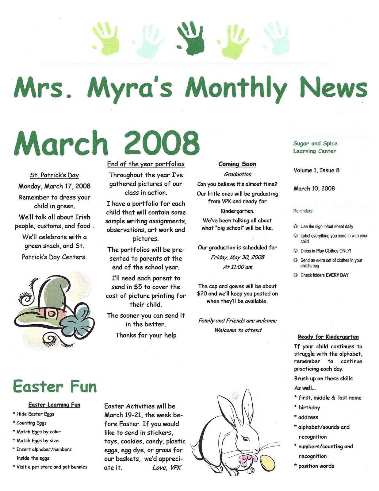 Kindergarten Newsletter Examples