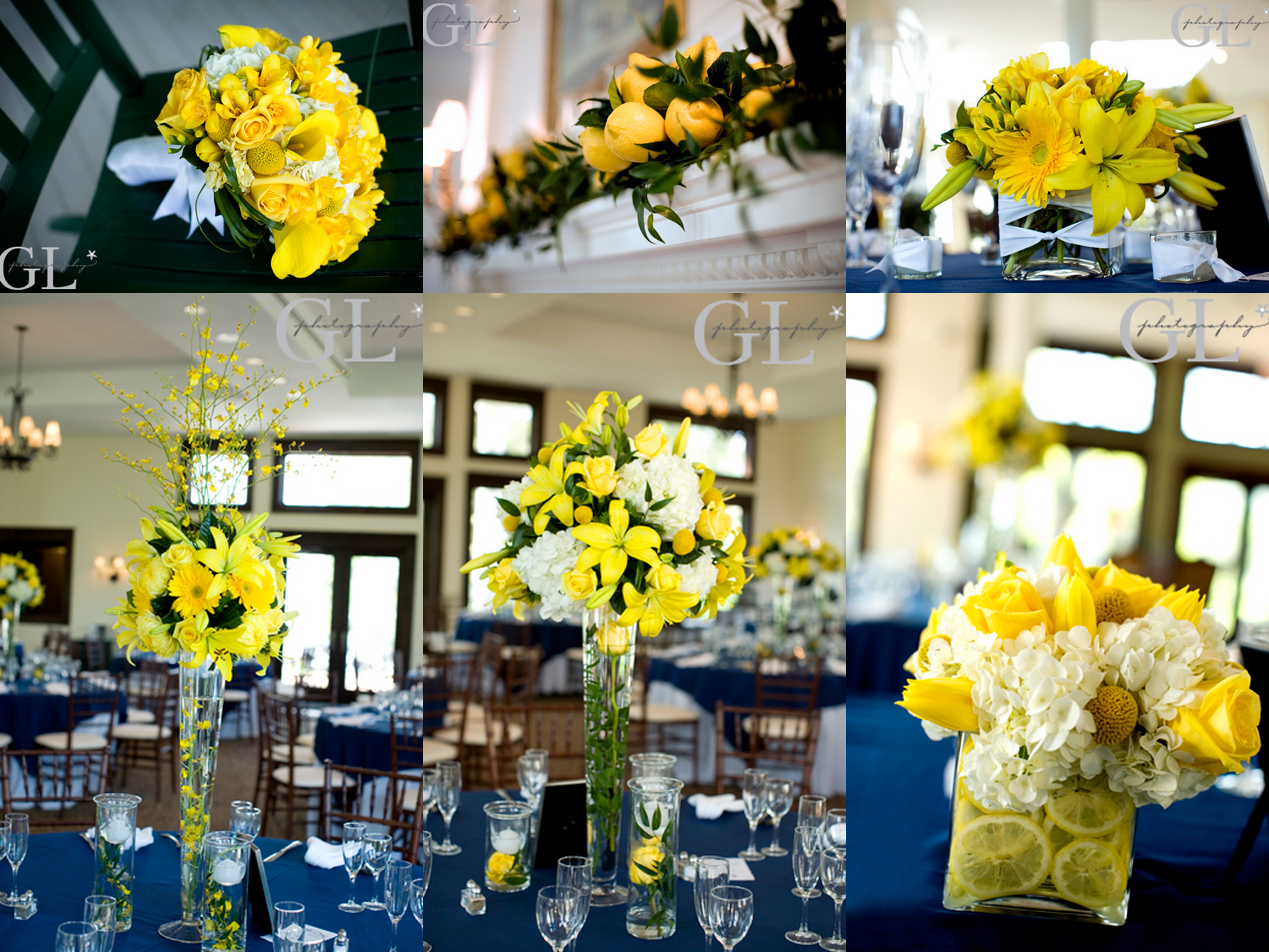 Navy Blue And Yellow Wedding Decorations