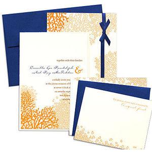 Navy Blue And Yellow Wedding Invitations