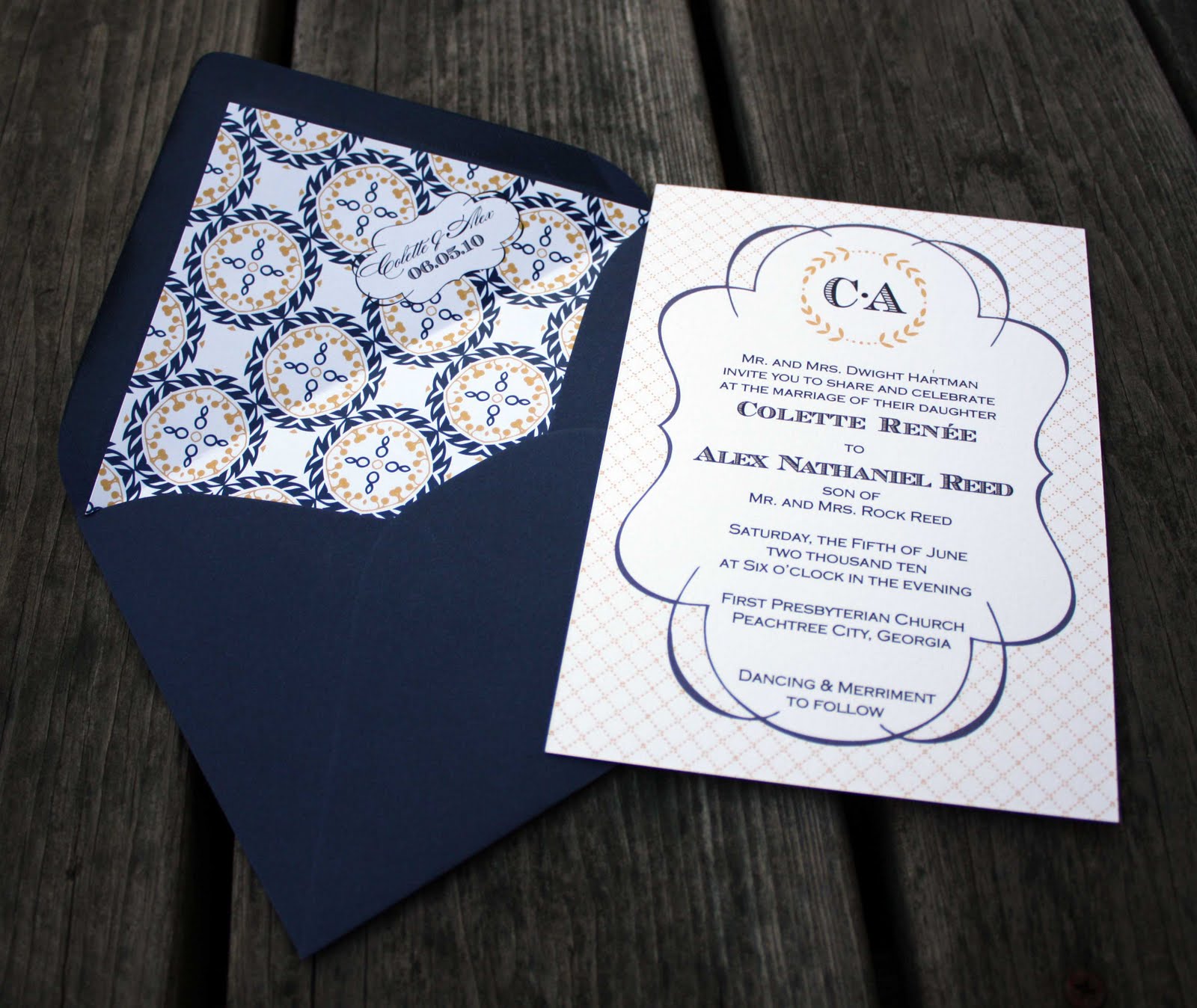 Navy Blue And Yellow Wedding Invitations