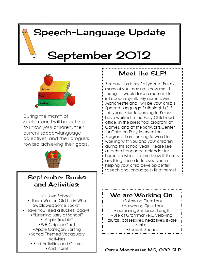 Newsletter Format For School