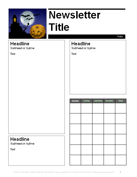 Newsletter Templates For School