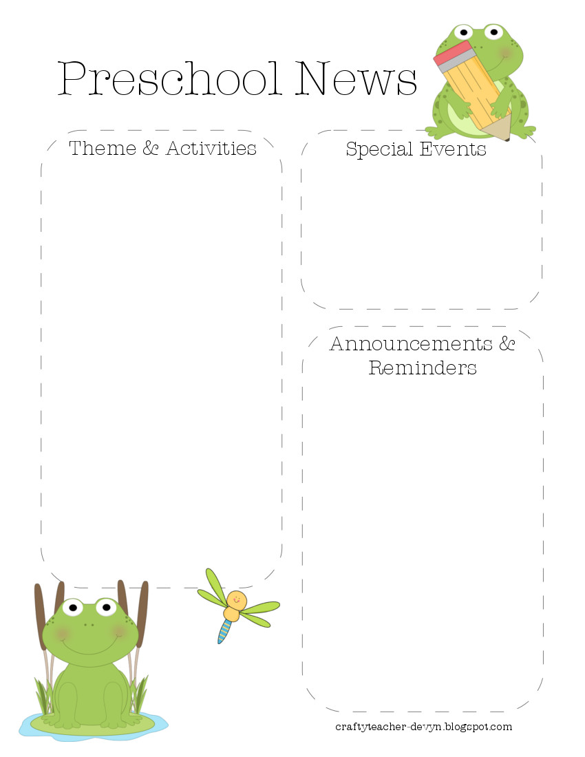 Newsletter Templates For Teachers Preschool