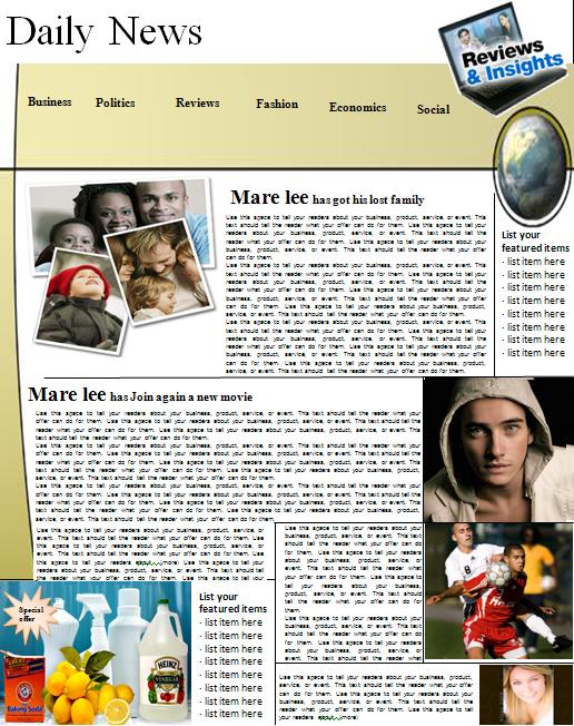 Newspaper Layout For Word