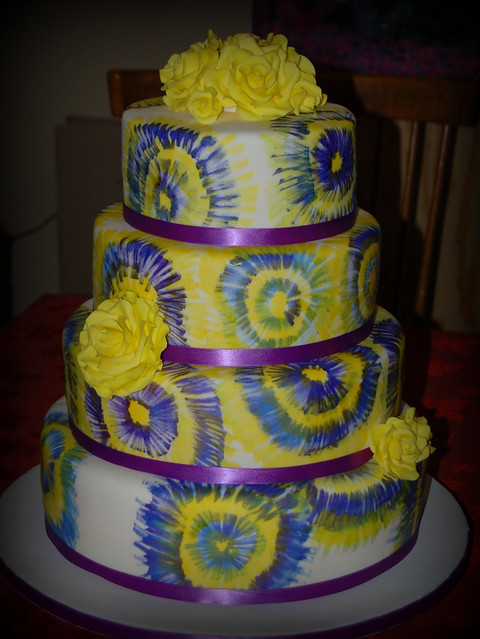 Purple And Yellow Wedding Cake