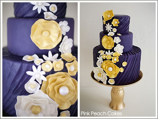 Purple And Yellow Wedding Cake