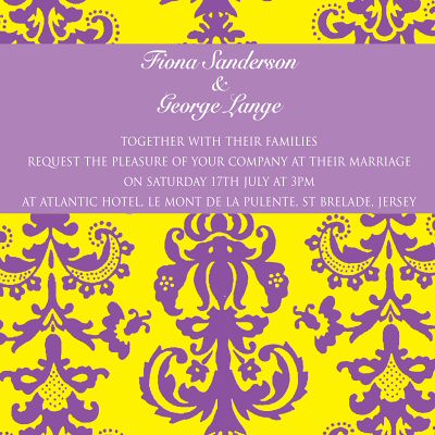 Purple And Yellow Wedding Invitations