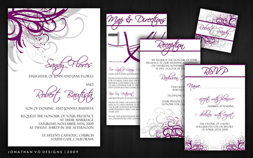 Purple And Yellow Wedding Invitations