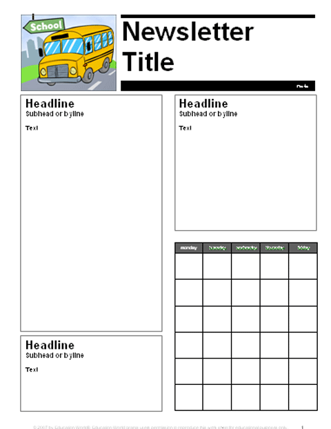 School Newsletter Templates Free Download