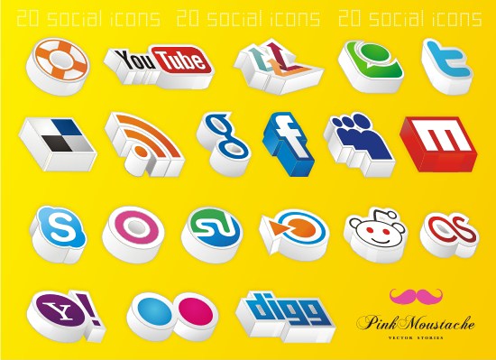 3d Social Media Icons Png