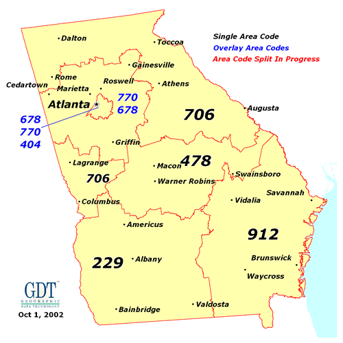 404 Area Code Map