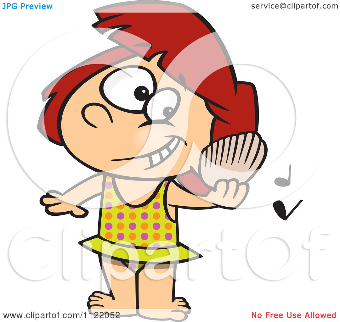 A Girl Listening To Music Cartoon