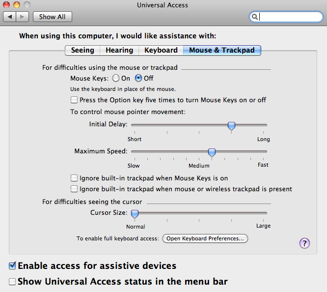 Accessibility Options Mac