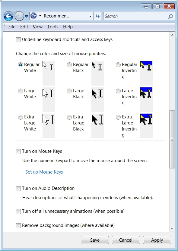 Accessibility Options Windows Vista