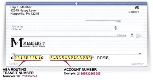 Account Number And Routing Number On The Cheque