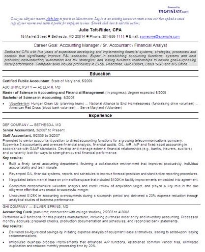 Accountant Cv Samples